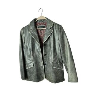 Siena Studio Women's distressed black gray Leather‎ Jacket Size 12